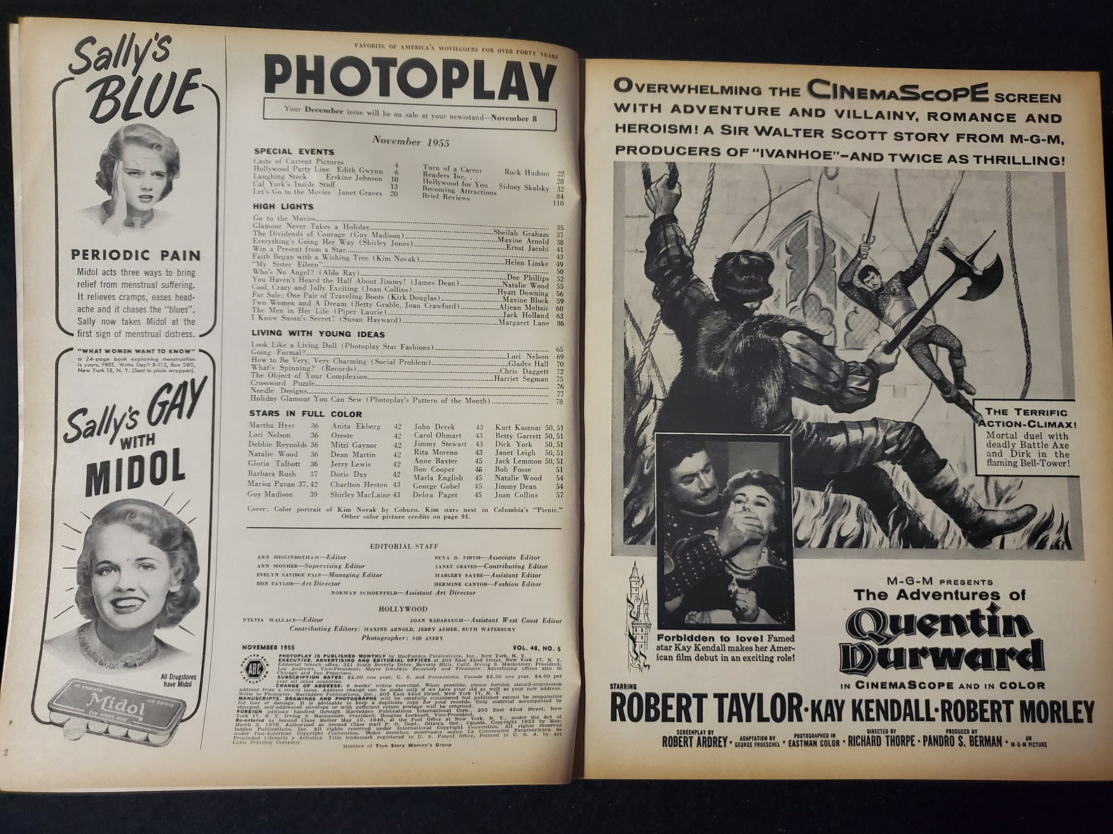 Vintage Photoplay Magazine November 1955 Kim Novack Cover - Etsy