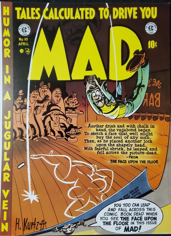 Mad # 10 Cover Re-print Approx. 9 X 12 Harvey Kurtzman Cover Art