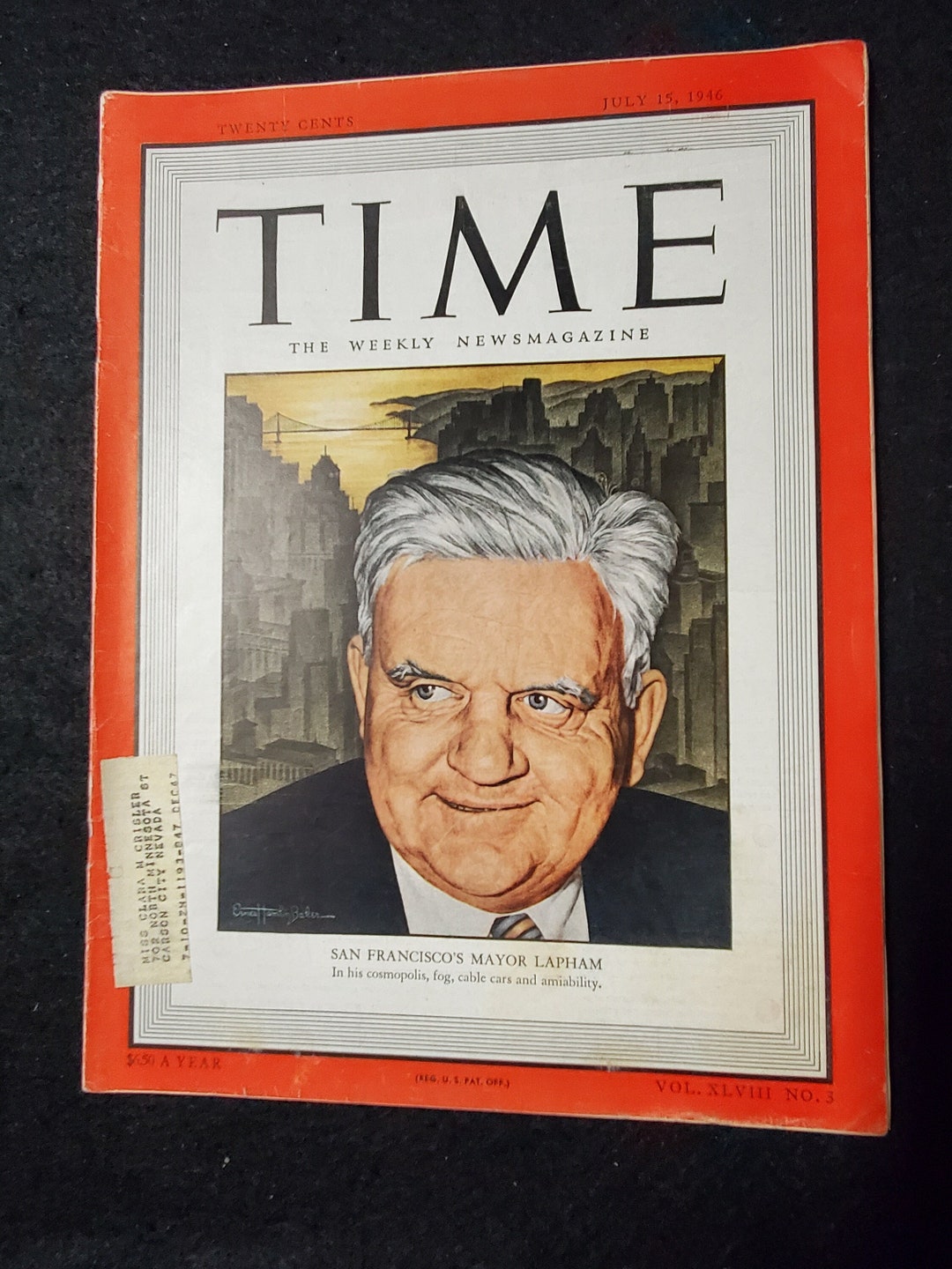 Vintage Time Magazine July 15 1946 San Francisco's Mayor Etsy