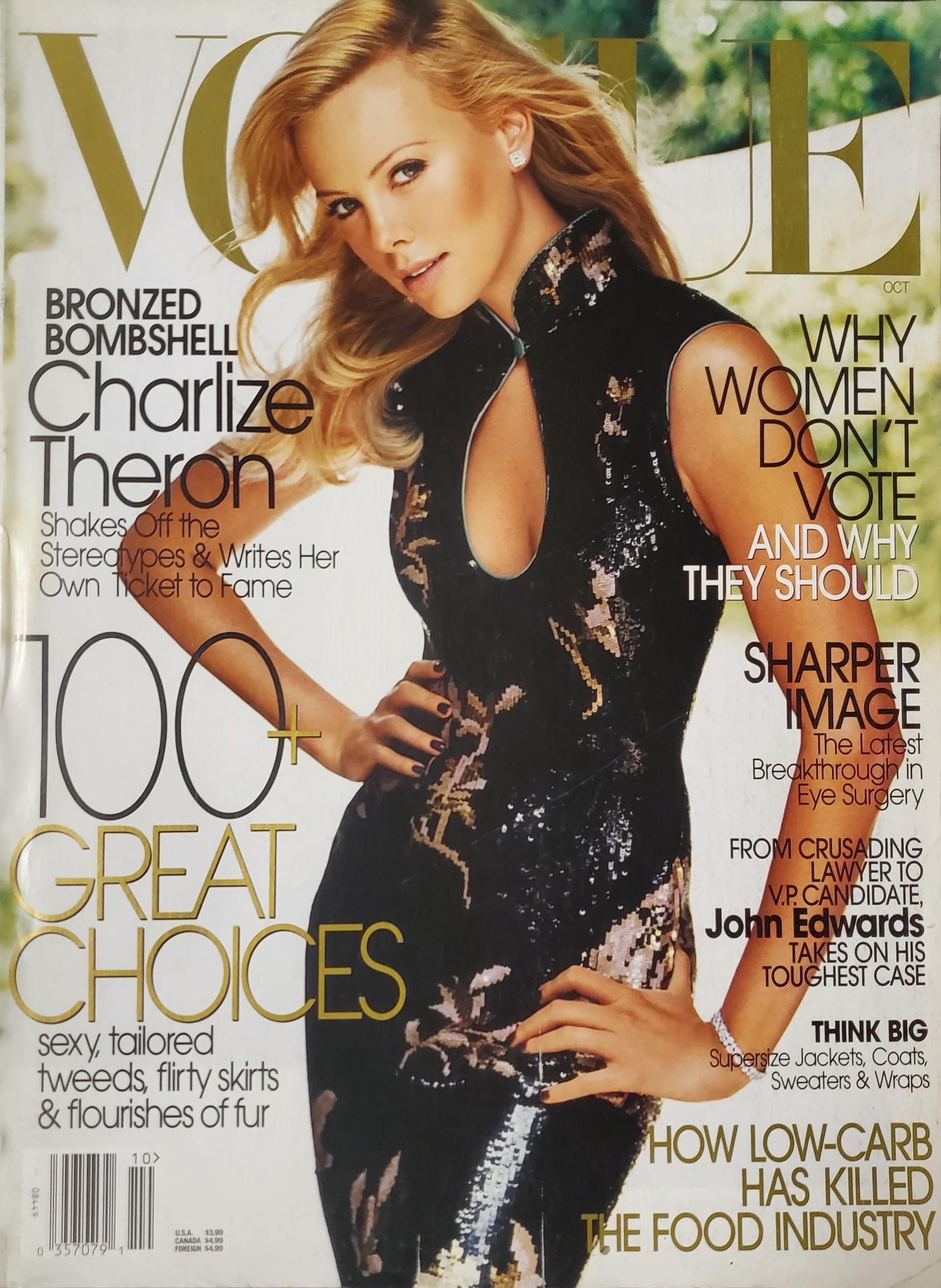 Vintage U.S Vogue Magazine October 2004 Charlize Theron Cover - Etsy