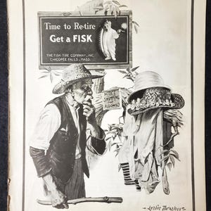 Vintage 1924 Fisk Tires Print Ad Leslie Thrasher art