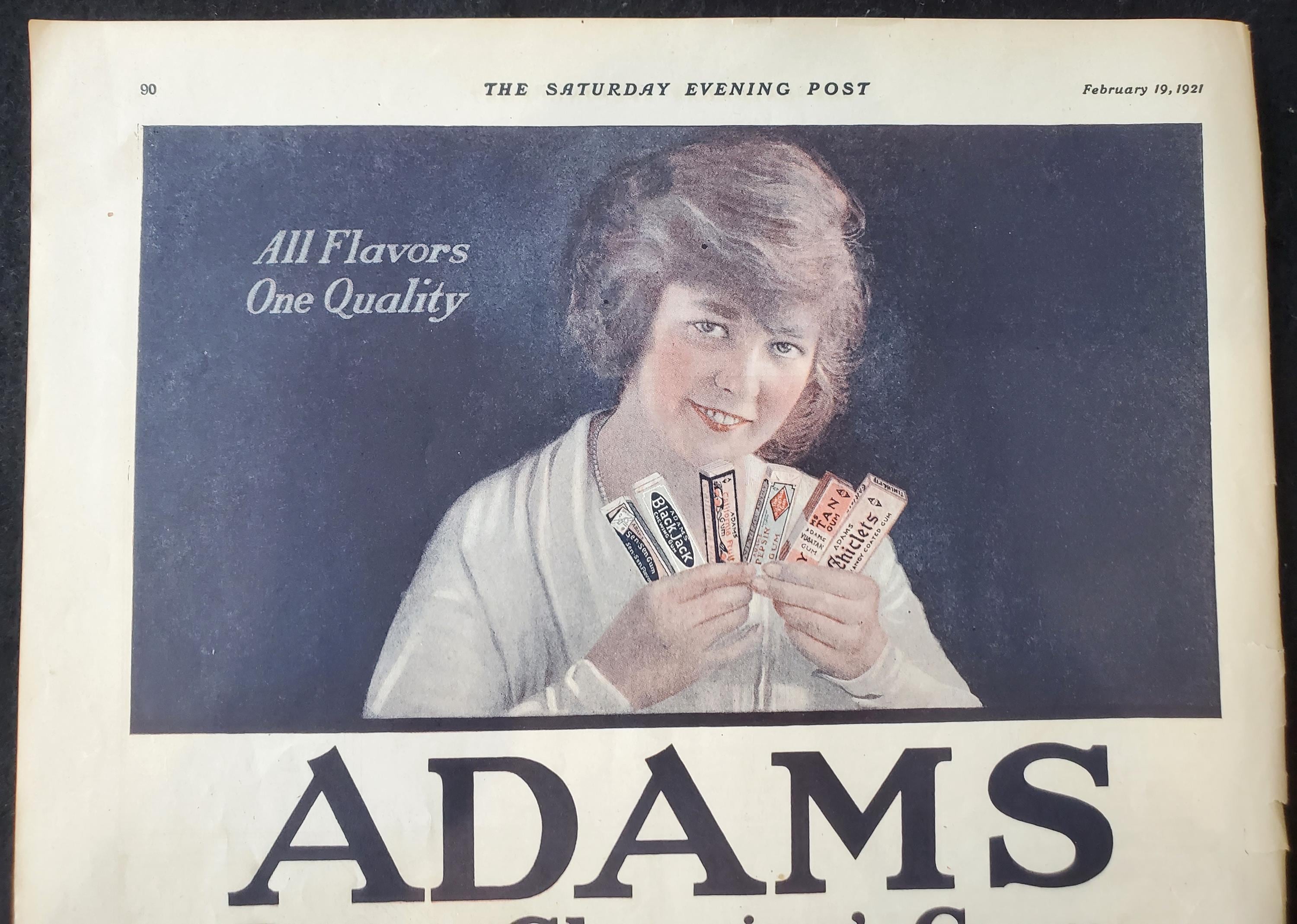 Vintage 1921 Adams Chewing Gum Print Ad - Etsy
