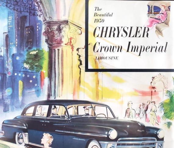  Crown Review ヴィンテージポスター Vintage 1950 Chrysler Crown Imperial Print Ad - Etsy
