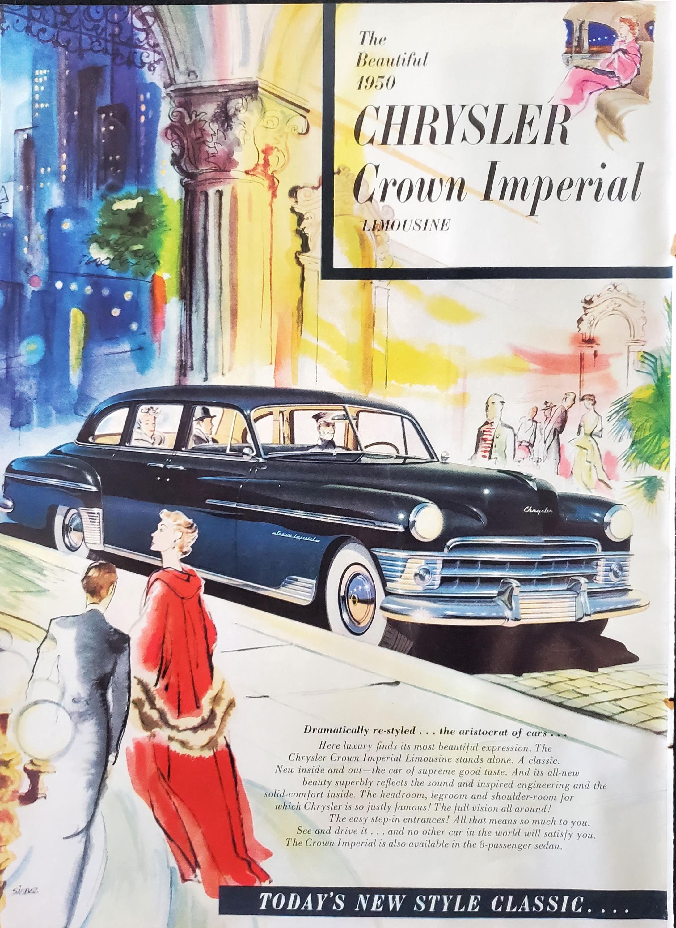  Crown Review ヴィンテージポスター Vintage 1950 Chrysler Crown Imperial Print Ad - Etsy