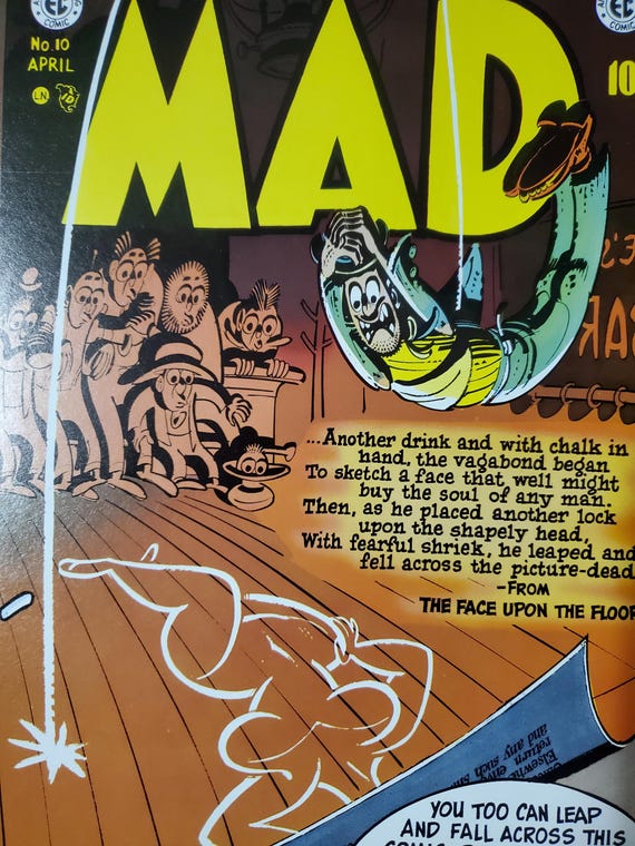 Mad # 10 Cover Re-print Approx. 9 X 12 Harvey Kurtzman Cover Art