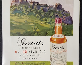 Vintage advertentie met Schotse whisky-print van Grant's 1950