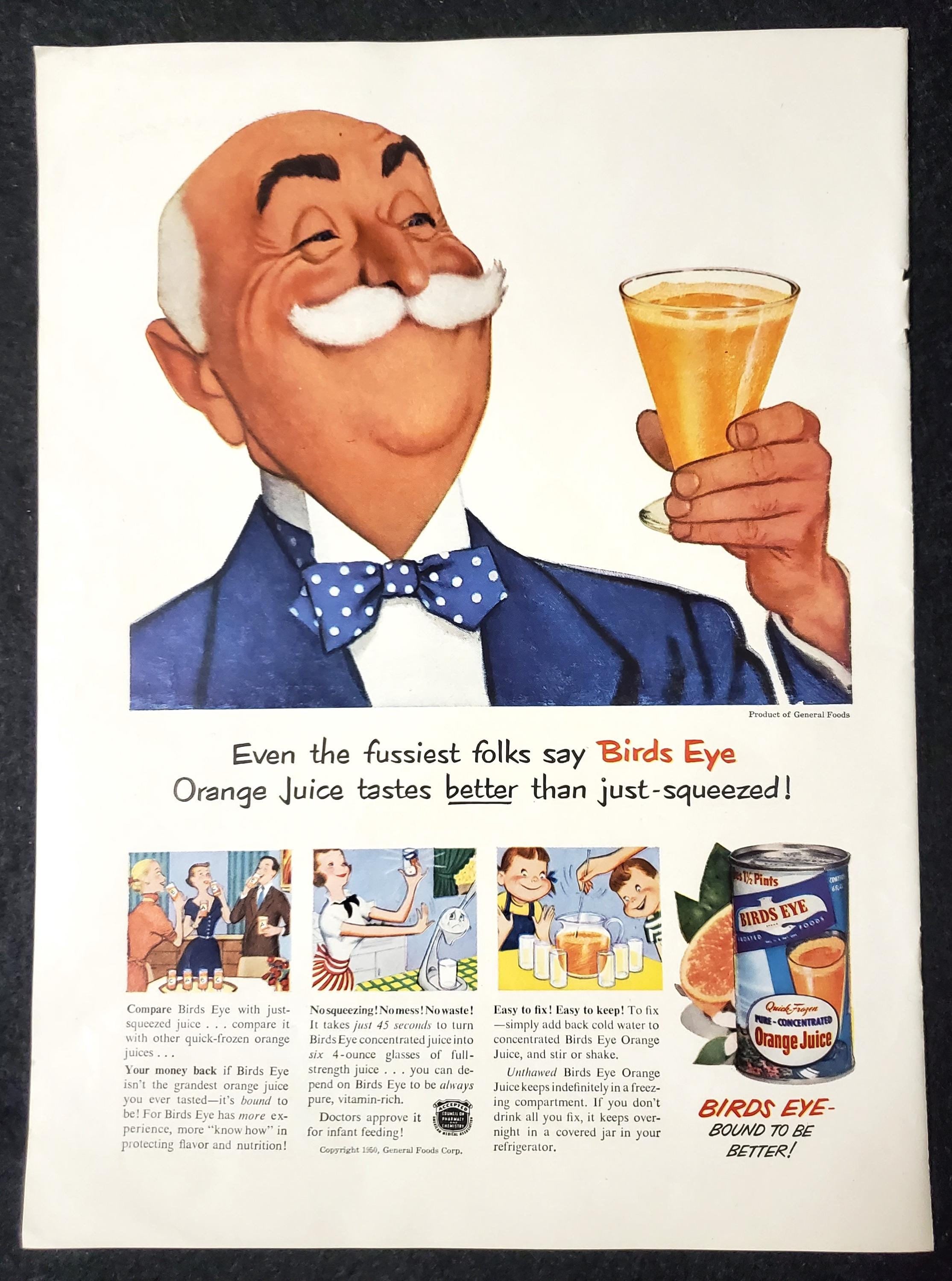 Vintage 1950 Bird's Eye Orange Juice Print Ad - Etsy