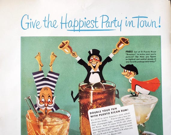 Vintage 1950 Rums of Puerto Rico Rum Print Ad