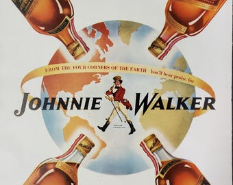 Vintage 1947 Johnny Walker Red Whiskey Print Ad