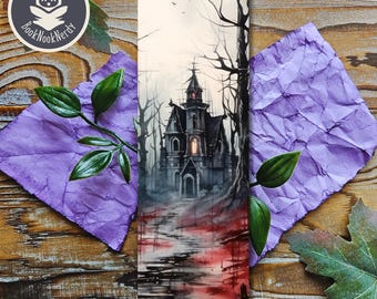 Marque-page « Maison hantée » : Fantômes et monstres à suspense, personnalisable, BookNookNerdy