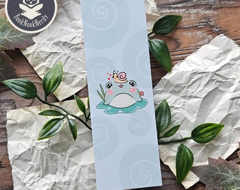 Cute frog bookmark | Snail crown frog | Cute bookmark | Stationery | Book lovers | BookNookNerdy