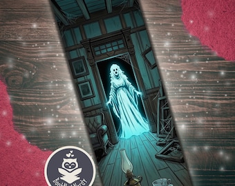 Marcapáginas de fantasma espeluznante / Regalo para lectores de casas encantadas / Accesorio para amantes de los libros de terror