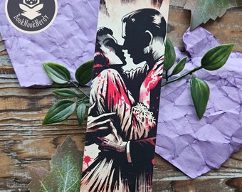 Mystery Thriller Bookmark | Dark Romance Couple Bookmark | Customization possible! | Suspenseful Art Bookmark | Stationery | BookNookNerdy