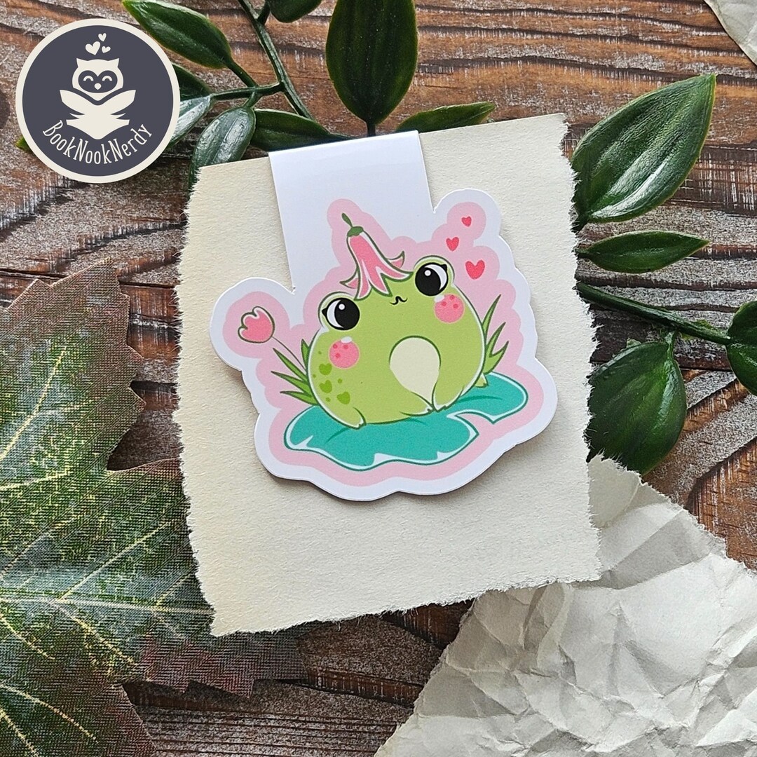 Magnetic Frog Bookmark | Pink Lily Crown Frog Adorable | Cute Bookmark ...