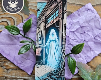 Marcapáginas de fantasma de casa embrujada: regalo espeluznante para el lector, personalizable, BookNookNerdy