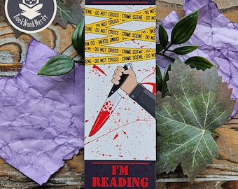 Marque-page polar | Attention, je lis | Marque-page thriller | Papeterie | Amoureux des livres | BookNookNerdy