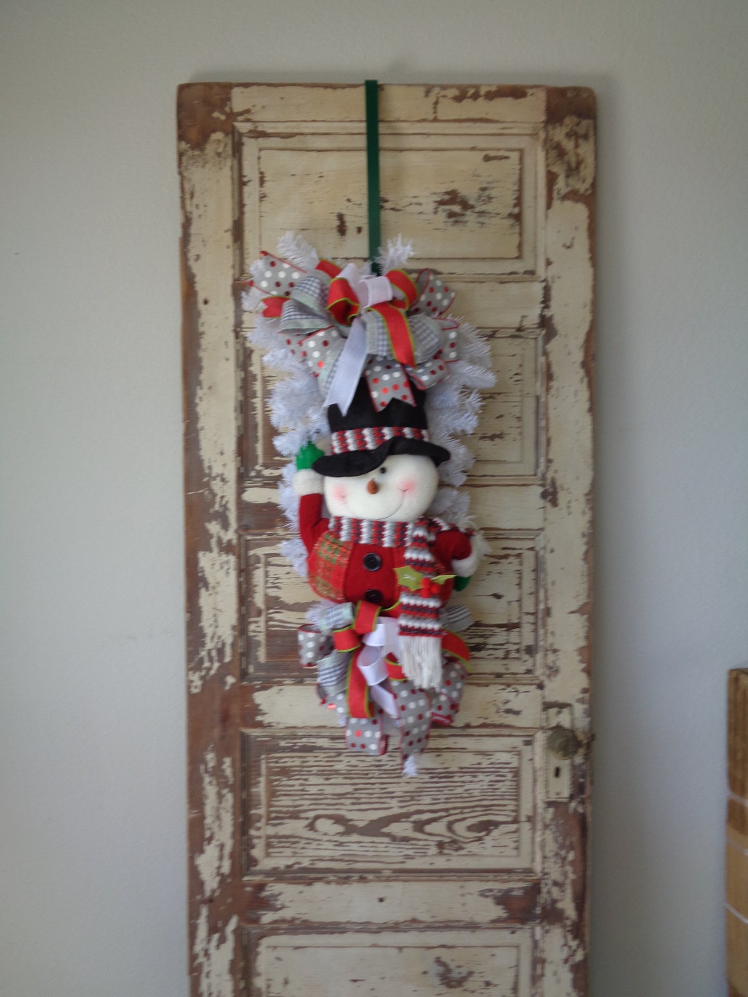 Snowman Swag Door Decor, Christmas Swag, Snowman Winter Wreath, Winter ...