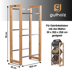 gutholz® Getränkekistenregal Regale für Getränkekisten Allround Regal aus Bambus & Edelstahl Getränkekistenhalter für Getränke Bild 7