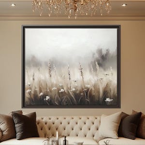 Floral Canvas Wall Art: Vintage Farmhouse Style, White Flowers, Wood Frame