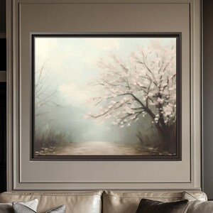 Cherry Blossom Canvas Print Piece Framed Print Wall Decor Oriental Style Room Art Pine Frame Home Accent Spring Decor Japanese Fine Art