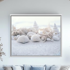 Seashell Beach Artwork Canvas Print Coastal Decor Home Gift Beach House Nautical Art Seashell Picture Beach Theme Living Room Coastal Print