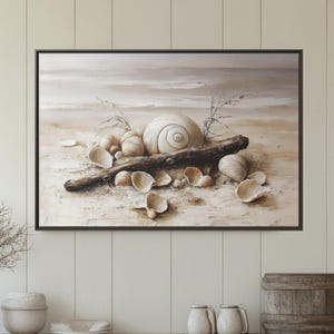 Seashell Beach Artwork Canvas Print Coastal Decor Home Gift Beach House Nautical Art Seashell Picture Beach Theme Living Room Coastal Print
