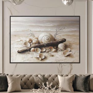 Seashell Canvas Print: Coastal Beach House Decor, Nautical Wall Art