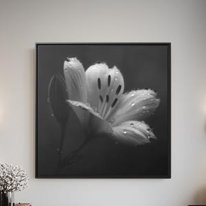 Black and White Wall Art Print Floral Canvas Art Large Wall Decor Living Room Wall Hanging Canvas Print Office Wall Art Home Decor Modern