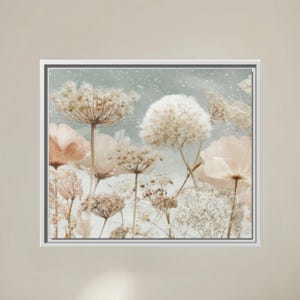 Neutral Wildflower Canvas Print: Pastel Boho Floral Wall Art