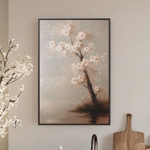 Japanese Fine Art Wall Cherry Blossom Tree Print Bedroom Decor Room Accent Canvas Art Framed Canvas Oriental Style House Gift Fine Art