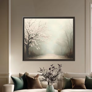 Cherry Blossom Canvas Art: Japanese Oriental Wall Decor, Framed Print