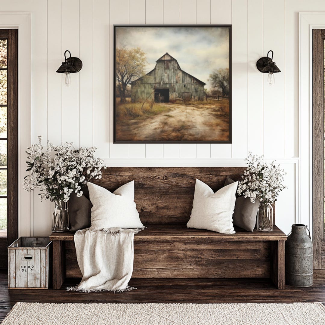 Rustic Barn Display Vintage Print Farmhouse Style Country Room Wood ...