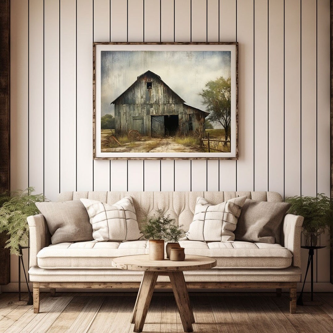 Modern Farmhouse Art Home Cabin Décor Farming Picture Weathered Barn ...