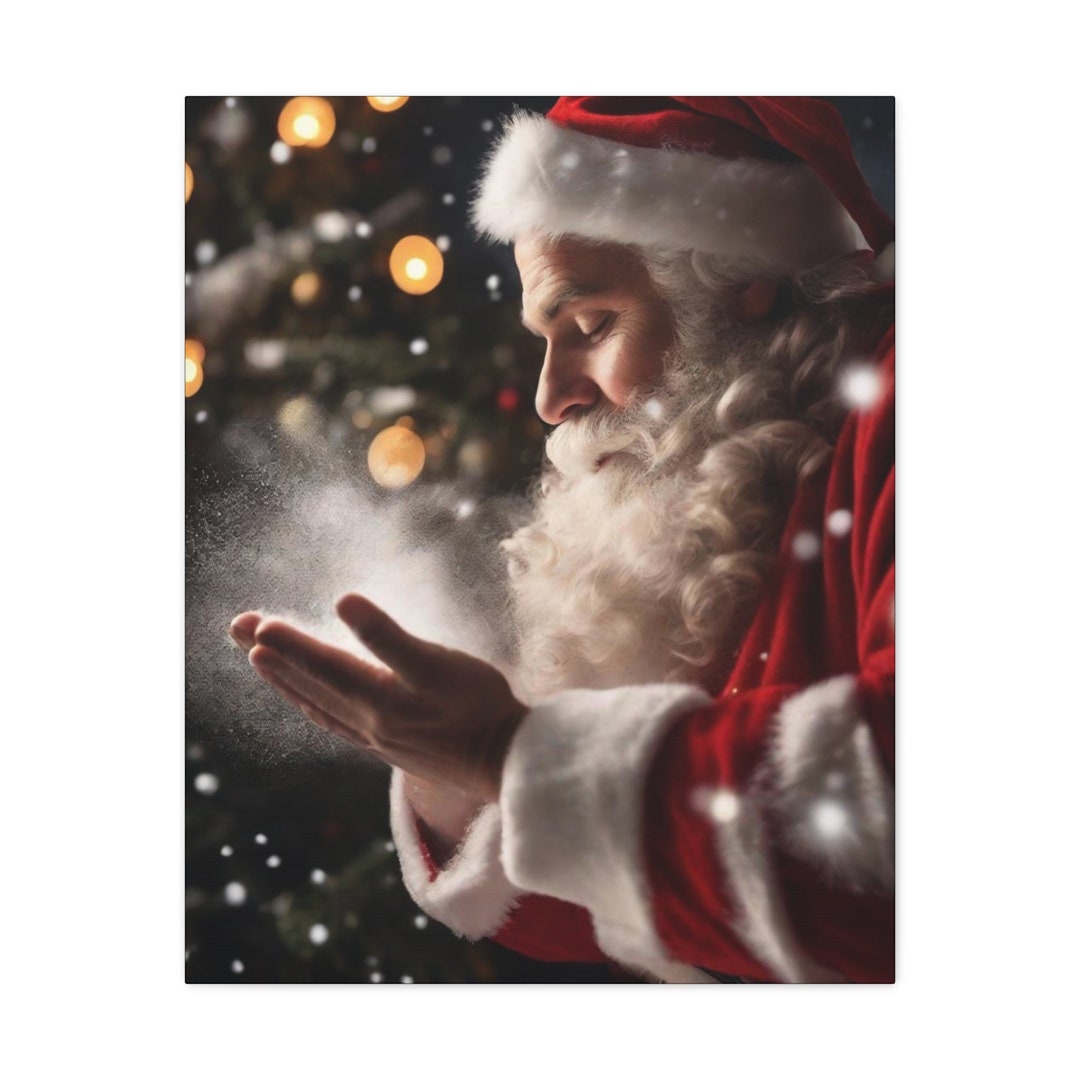 Santa Wall Art Christmas Canvas Holiday Wall Art Etsy