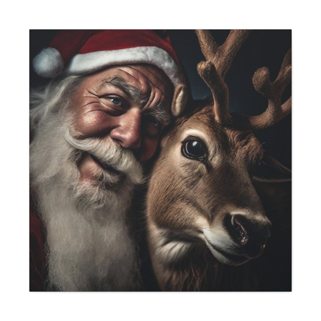 Santa and Reindeer Print Santa and Reindeer Wall Art Christmas Wall Décor Santa Print Holiday