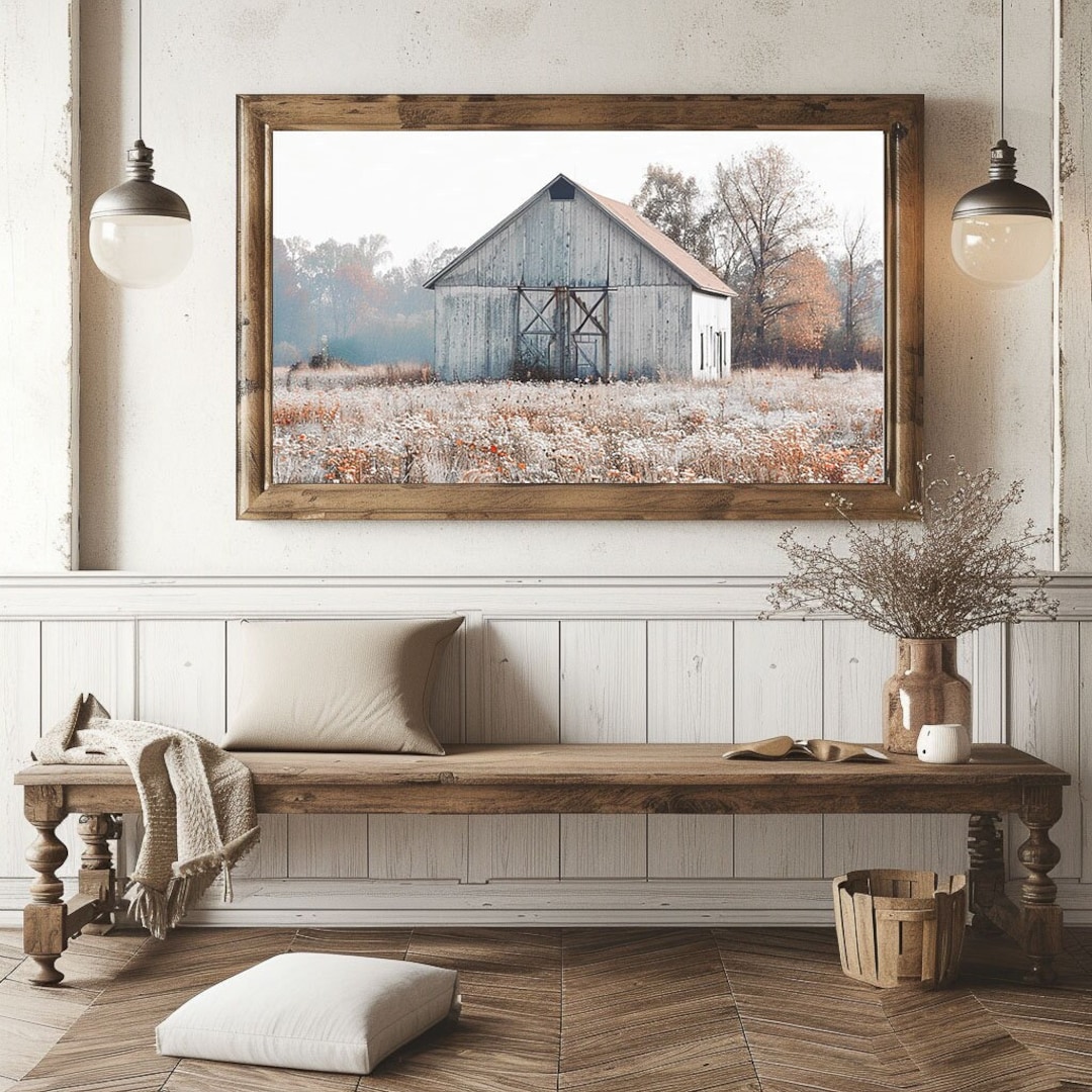 Modern Farmhouse Art Home Cabin Décor Farming Picture Weathered Barn ...