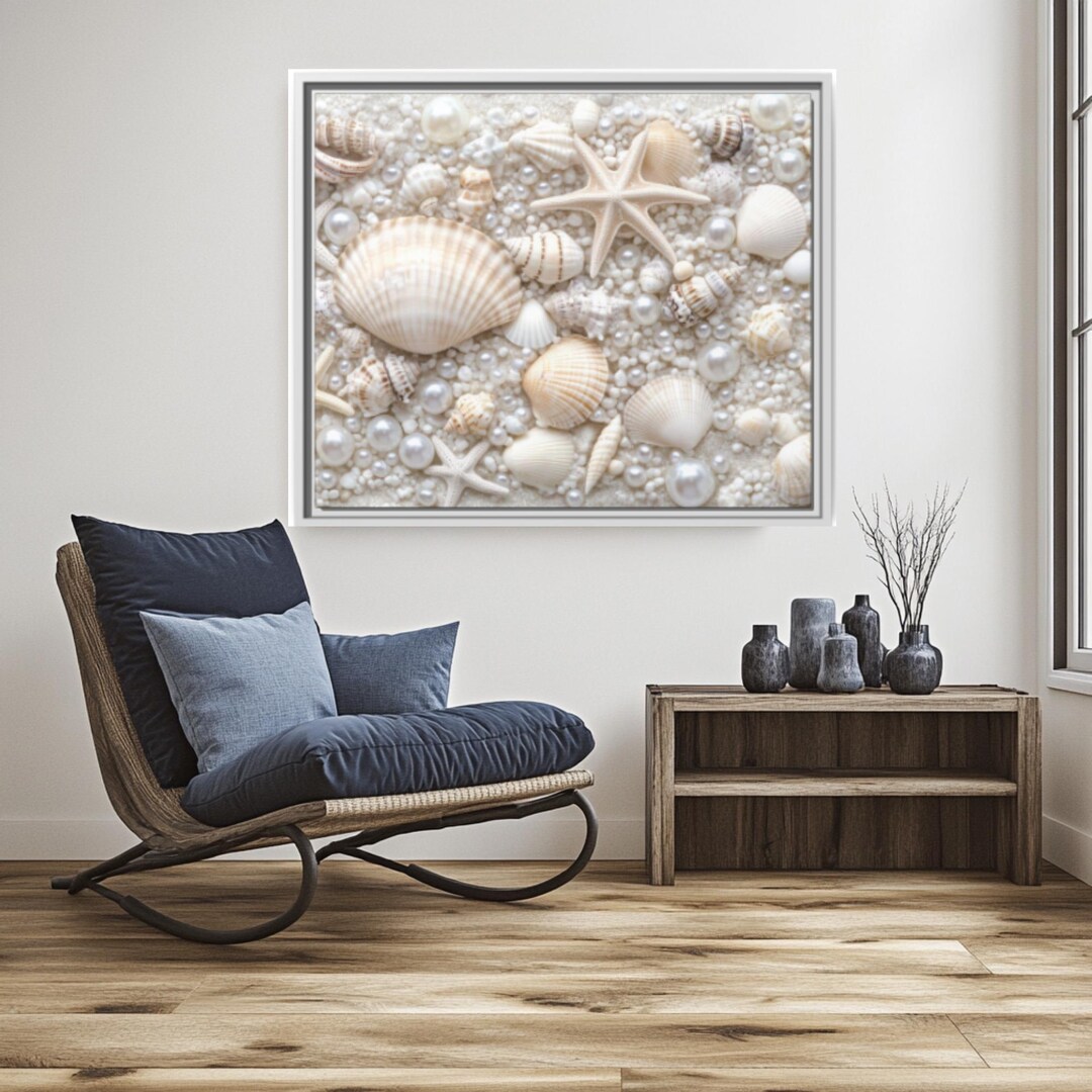 Seashell Beach Artwork Canvas Print Coastal Decor Home Gift Beach House ...