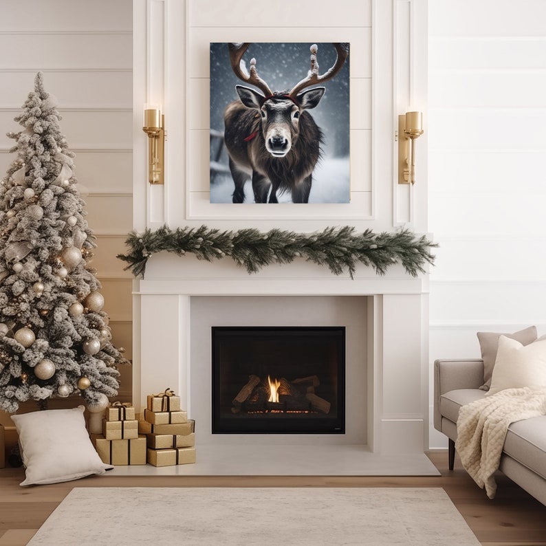 Reindeer Print Reindeer Wall Art Christmas Wall Décor Reindeer Etsy