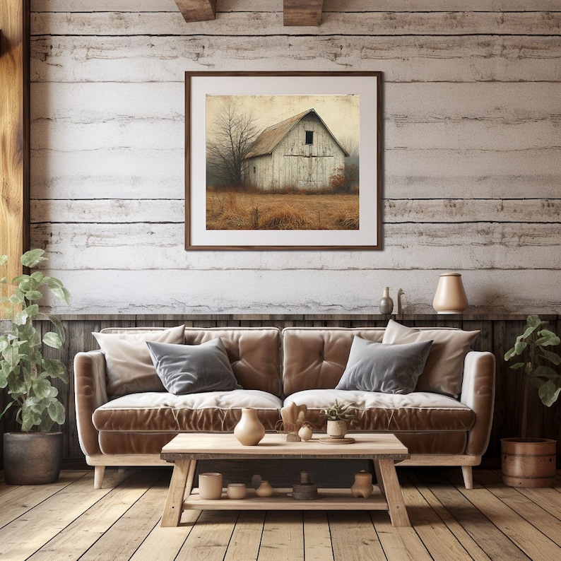 Modern Farmhouse Art Home Cabin Décor Farming Picture Weathered Barn