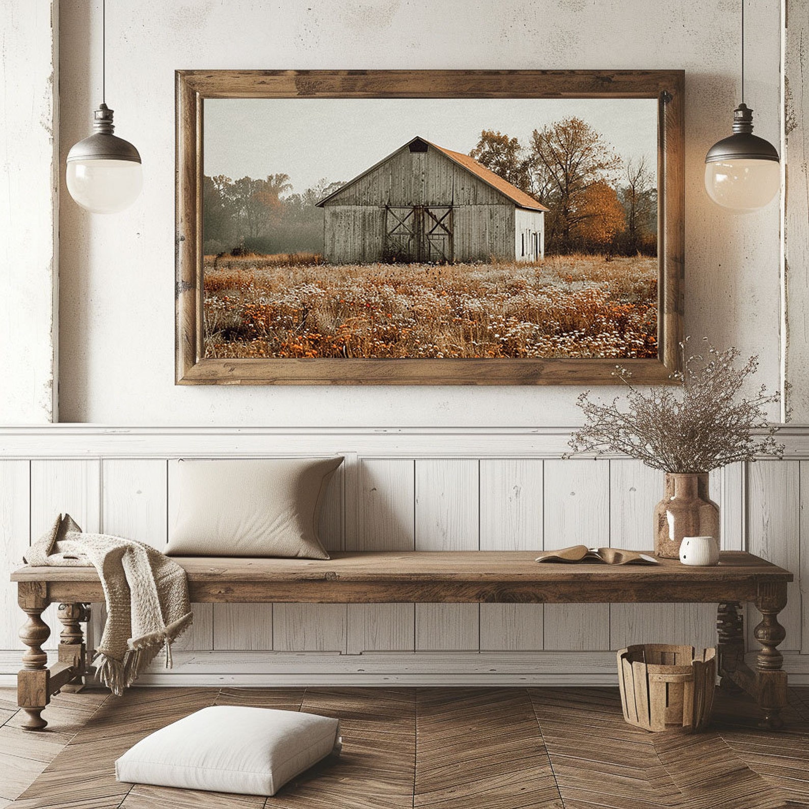 Modern Farmhouse Art Home Cabin Décor Farming Picture Weathered Barn