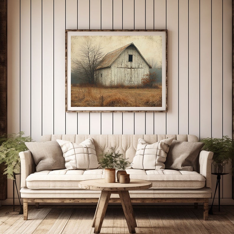 Modern Farmhouse Art Home Cabin Décor Farming Picture Weathered Barn