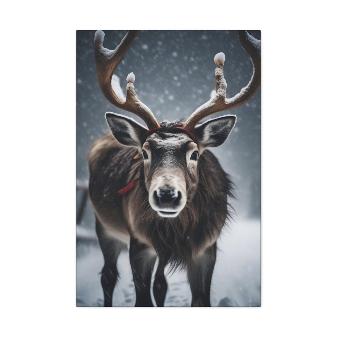 Reindeer Print Reindeer Wall Art Christmas Wall Décor Reindeer Etsy