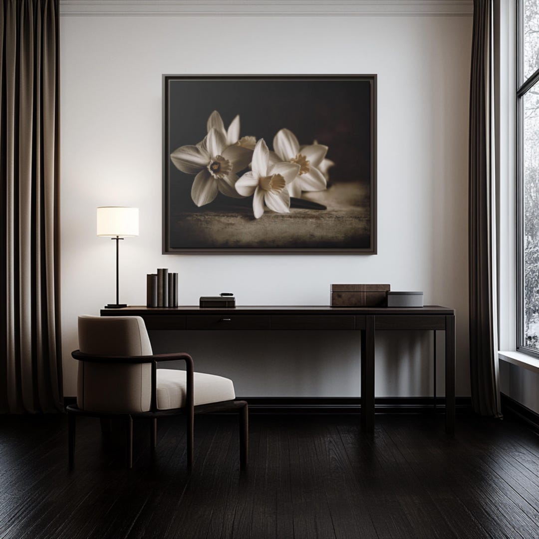 White Flower Art Wall Decor Botanical Print Spring Decoration Modern ...