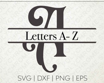 Letra dividida Royal Monogram SVG, DXF, PNG Descarga digital. Cortar archivos para manualidades en papel, corte de madera, plantillas, vinilos y más