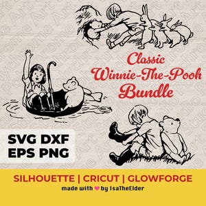 Kubuś Puchatek Pakiet SVG, DXF, PNG Pobieranie cyfrowe. Pliki do cięcia dla Paper Crafts, Stencil, Vinyl i więcej z Silhouette, Cricut