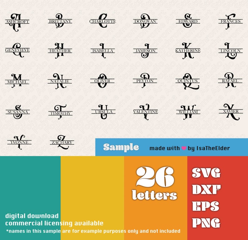 Monogram Swg Examples Split Letter Royal Monogram SVG, DXF, PNG Digital Download. Cut Files ...