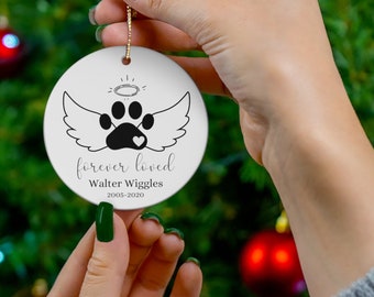 Pet Memorial Ornament, Ceramic Ornament, Custom Pet Ornament, Dog Keepsake, Pet Remembrance Ornament, Pet Loss