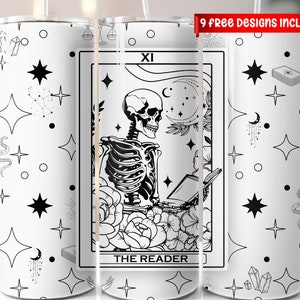 Der Leser Tarot Karte 20 Unzen Tumbler Buch-Liebhaber Geschenk Bücherwurm Tumbler Wrap Sublimation PNG Sofortiger Download Gerader Tumble Wrap Digital PNG