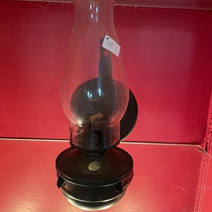 Oil Lamp, Metal with Glass Globe