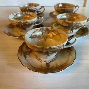 Vintage Set of 5 Cups and Saucers, Occupied Japan